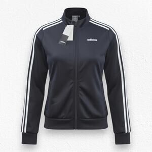 Adidas Black White Striped Full Zip Athletic Track Jacket Size Medium NWT